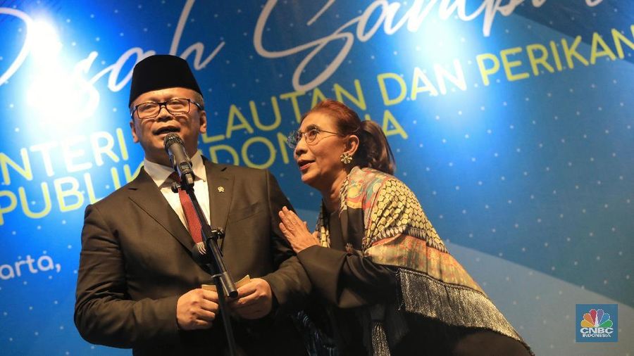 Menteri KKP Edhy Prabowo dan Susi Pudjiastuti (CNBC Indonesia/Andrean Kristianto)