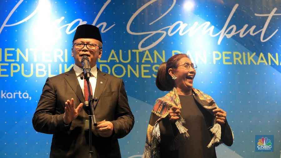 Menteri Kelautan dan Perikanan periode 2019-2024 Edhy Prabowo menghadiri acara pisah-sambut di Kementerian Pertanian (KKP).