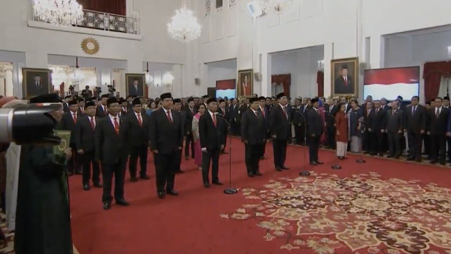 Pelantikan Menteri Kabinet Indonesia Maju (Screen Shot BPMI 2019)