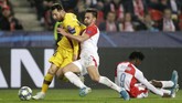 Barcelona berhasil membawa Barcelona unggul 1-0 atas Slavia saat laga baru berusia dua menit. (AP Photo/Petr David Josek)