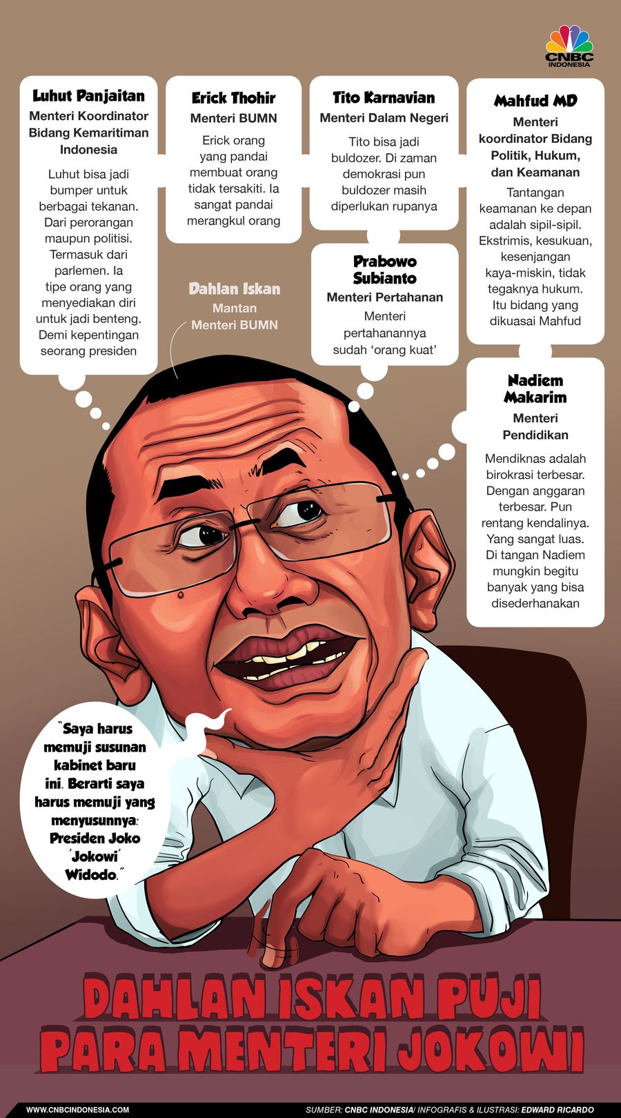 Dahlan bicara sosok-sosok para menteri baru Jokowi.
