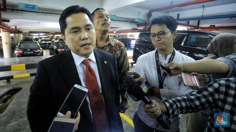 Menteri BUMN Erick Thohir bertemu dengan Menteri ESDM Arifin Tasrif pagi ini, salah satunya bahas RUU Minerba 