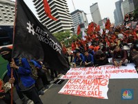 Penampakan Buruh & Mahasiswa yang Berdemo Tolak UU KPK