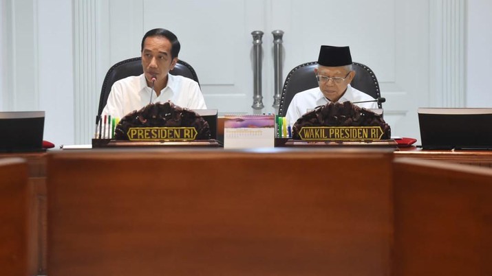 Presiden dan Wakil Presiden RI, Joko Widodo dan Ma'ruf Amin memimpin rapat terbatas (Biro Pers Sekretariat Presiden/Lukas)