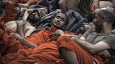Kondisi sel penjara untuk para milisi ISIS itu sangat mengenaskan. Mereka berdesakan di satu ruangan tanpa pengatur suhu. (FADEL SENNA/AFP)