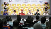 (Dari kiri ke kanan) Hafizh Syahrin, Jack Miller, Andrea Dovizioso, Marc Marquez, Fabio Quartararo dan Carl Crutchlow. (Mohd RASFAN / AFP)