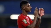 Kini Marcus Rashford sudah lima kali membobol gawang Chelsea di semua ajang. Tiga gol di Liga Inggris dan dua lainnya di Piala Liga. (AP Photo/Ian Walton)