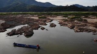FOTO: Kekeringan Sungai Mekong Terparah Selama 3 Dekade