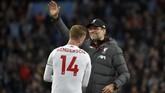 Berkat tiga poin dari Stadion Villa Park, Liverpool memiliki 31 poin dan masih memimpin klasemen Liga Inggris dengan keunggulan enam poin atas Man City. (AP Photo/Rui Vieira)