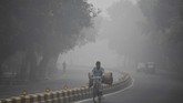 Polusi di New Delhi mencapai puncak pada 1 November disebabkan oleh asap kembang api dalam Festival Diwali dan kabut asap akibat pembukaan lahan di pinggiran kota dan negara bagian di sekitarnya. (Photo by Sajjad HUSSAIN / AFP)