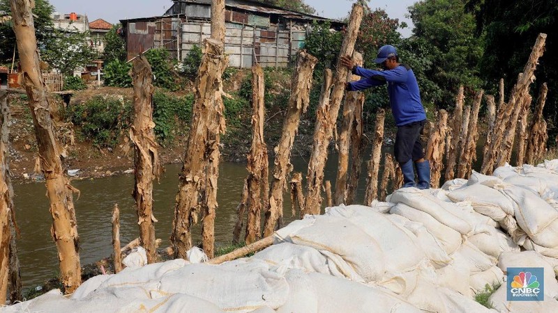 Jokowi meninjau proyek sodetan Kali Ciliwung, Selasa (24/1/2023). (վ/Emir Yanwardhana)
