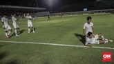 Kemenangan 4-0 atas Hong Kong membuat Timnas Indonesia U-19 menjadi pemuncak klasemen dengan nilai enam poin. (CNN Indonesia/Bisma Septalisma)
