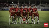 Timnas Indonesia U-19 menghadapi Hong Kong dalam laga grup K Kualifikasi Piala Asia U-19 2020. (CNN Indonesia/Bisma Septalisma)