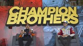 Marc Marquez (kiri) dan sang adik, Alex, menjalani konferensi pers jelang perayaan gelar juara dunia MotoGP dan Moto2 2019 di Cervera. (JOSE JORDAN / AFP)