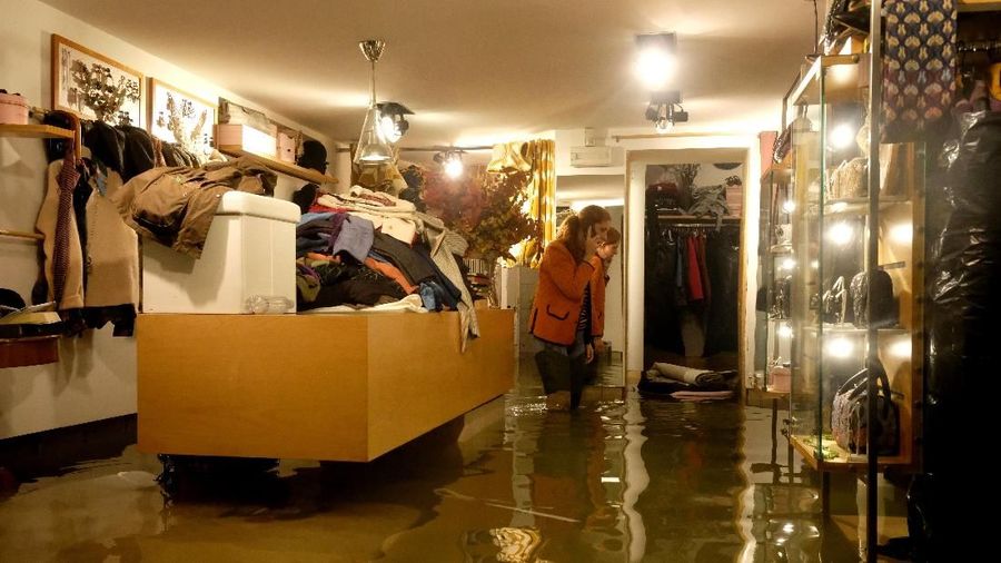 A flooded shop during a night of record high water in Venice, Italy November 13, 2019. REUTERS/Manuel Silvestri
