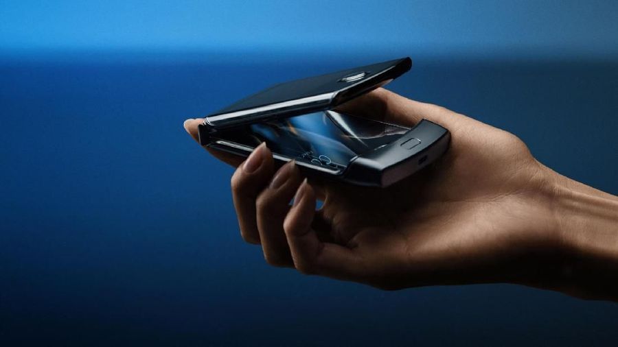 This undated product image provided by Motorola by Motorola’s new Razr phone. Motorola is bracing for the future by returning to the past as it adopts an historical flip-phone design in a smartphone with a foldable screen. (Motorola via AP)