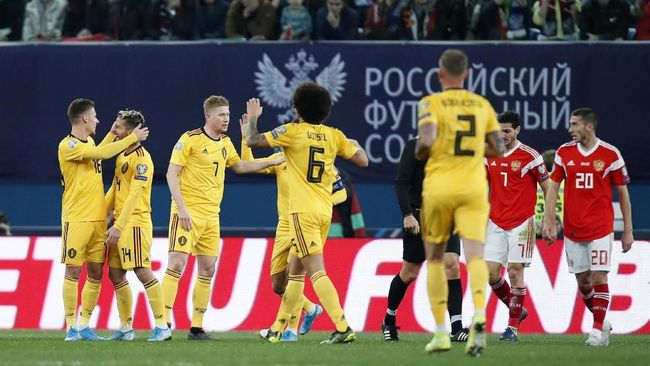 Kualifikasi Piala Eropa: Hazard Dua Gol, Belgia Bungkam Rusia
