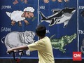 FOTO: Belajar Lewat Mural Sarat Edukasi di Pademangan Timur