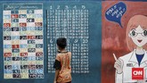 Tadinya, dinding di sana hanya berwarna abu polos, dengan dipenuhi coretan vandalisme. (CNN Indonesia/Andry Novelino)