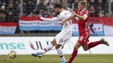 Bruno Fernandes mencetak gol pertama timnas Portugal ke gawang Luksemburg pada menit ke-39 umpan dari Bernardo Silva. (AP Photo/Francisco Seco)