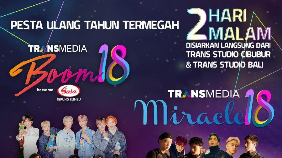 Dua boyband dari agensi SM Entertainment bakal memeriahkan acara HUT 18 Transmedia, yakni EXO dan NCT Dream