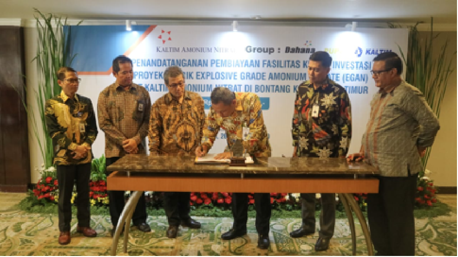 BNI menandatangani Perjanjian Kredit senilai Rp 796 miliar dengan PT Kaltim Amonium Nitrat untuk membangun Pabrik Amonium Nitrat di Bontang, Kalimantan Timur.