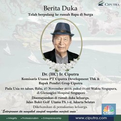 Ciputra Tutup Usia, Momentum Untuk Bahas Konsep Pembangunan