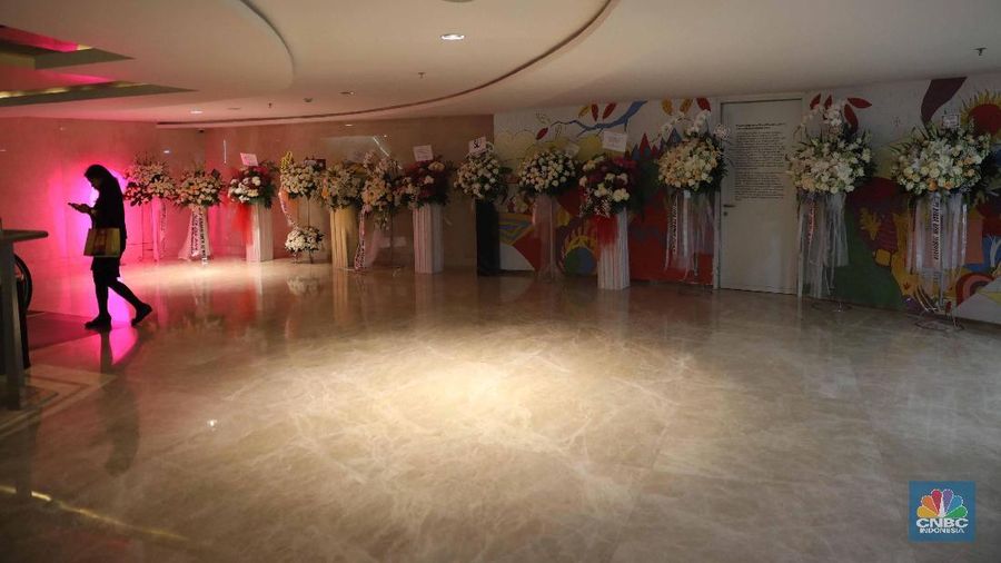 Suasana persemayaman Jenazah Konglomerat properti Ciputra di Artepreneur Ciputra World, Kuningan, Jakarta.