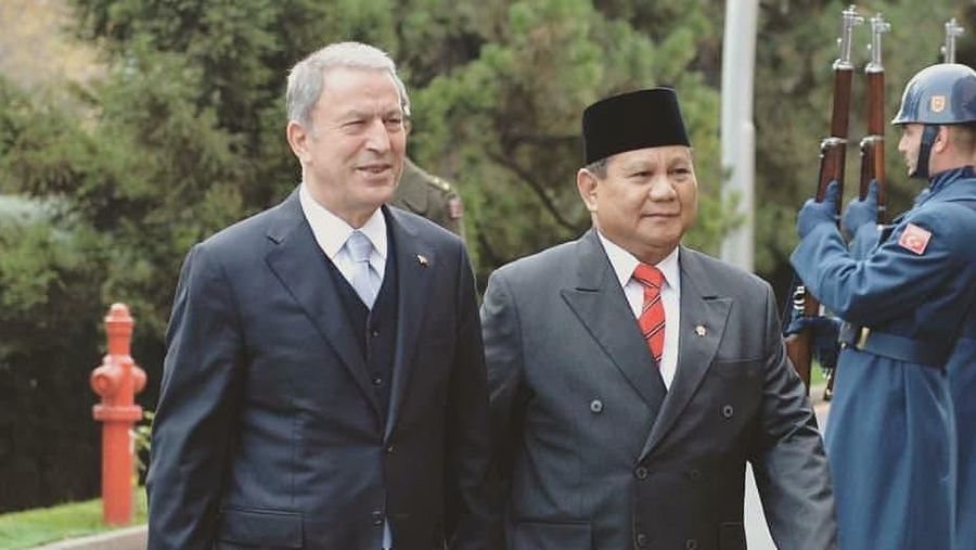 Presiden Turki Recep Tayyip Erdogan menerima kunjungan Menteri Pertahanan RI Prabowo Subianto di Kompleks Presiden, Ankara, Kamis (28/11/2019).