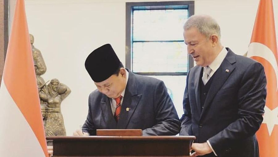 Presiden Turki Recep Tayyip Erdogan menerima kunjungan Menteri Pertahanan RI Prabowo Subianto di Kompleks Presiden, Ankara, Kamis (28/11/2019).