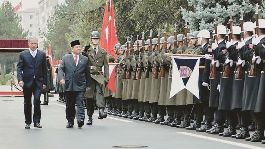 Presiden Turki Recep Tayyip Erdogan menerima kunjungan Menteri Pertahanan RI Prabowo Subianto di Kompleks Presiden, Ankara, Kamis (28/11/2019).