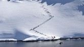Untuk mencapai Half Moon Island, di lepas Semenanjung Antartika, turis Norwegia yang berusia 58 tahun, Even Carlsen, harus melakukan perjalanan 14.000 kilometer dan menghabiskan dana sampai ribuan euro. (AFP/Johan Ordonez)