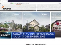 Suspensi Saham ELTY Dibuka oleh BEI