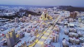 Kim Jong-un juga membuka proyek kota baru, Samjiyon, di dekat Gunung Paektu pada Senin lalu. (Korean Central News Agency/Korea News Service via AP)