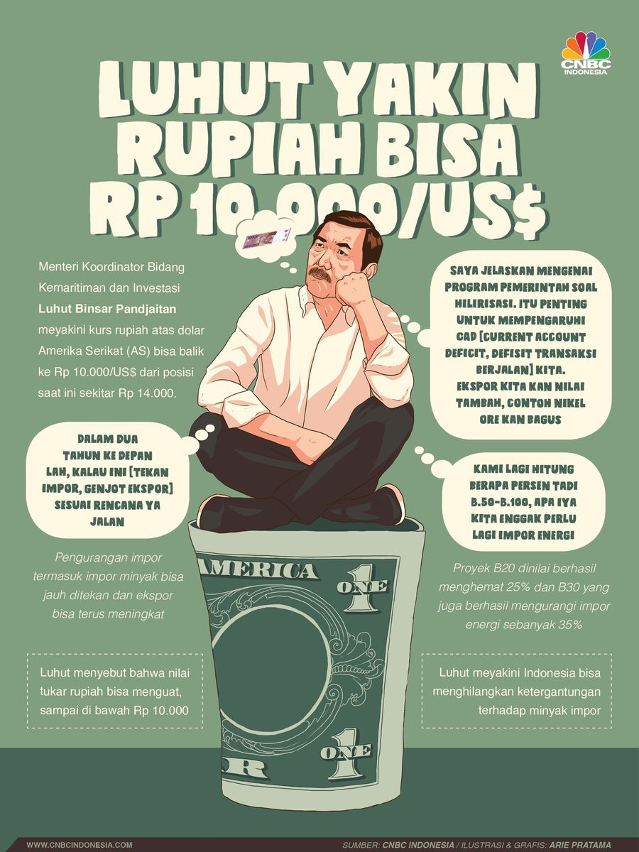 Luhut punya keyakinan dolar bisa melunak kembali ke Rp 10.000
