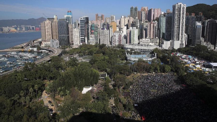 Demonstrasi kembali terjadi di Hong Kong, Minggu (10/12/2019).