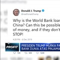 Presiden Trump Murka karena Bank Dunia Beri Pinjaman ke China