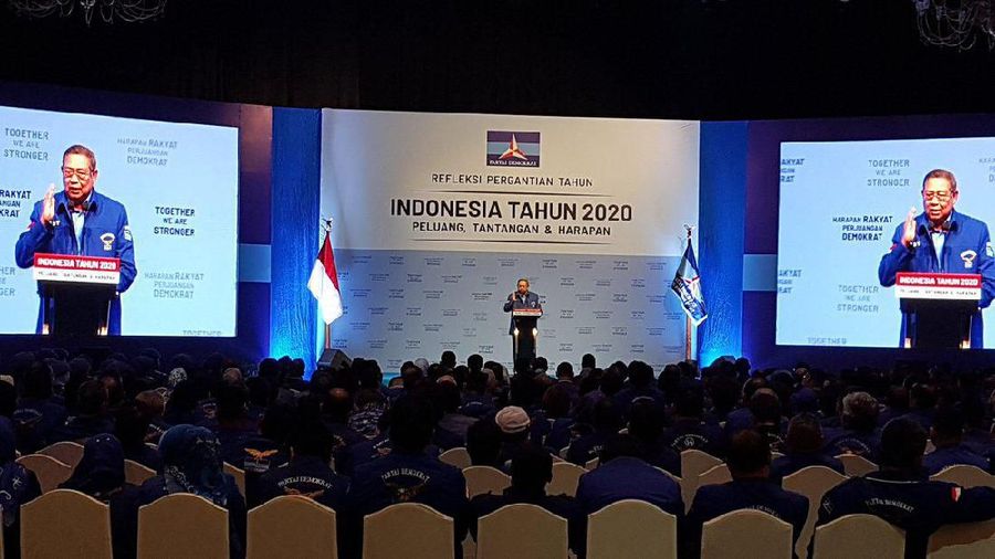 Ketum Partai Demokrat Susilo Bambang Yudhoyono atau SBY di JCC, Senayan, Jakarta. (Twitter Partai Demokrat @PDemokrat)
