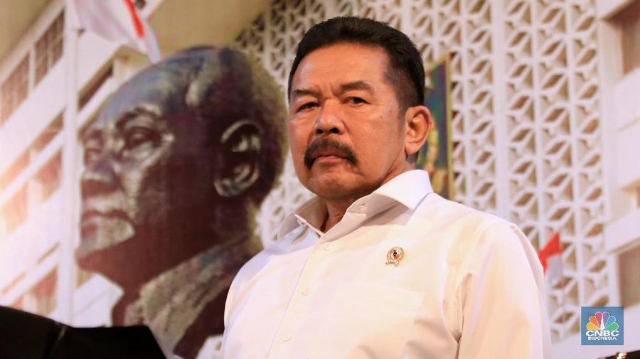 ST Burhanuddin Gelar Preskon Terkait Dugaan Korupsi PT Jiwasraya. (CNBC Indonesia/Muhammad Sabki)