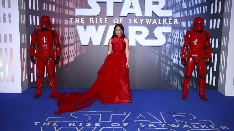 Para pemain film berpose pada pemutaran perdana untuk film 'Star Wars: The Rise of Skywalker', di London. Film Ini merupakan penutup saga Star Wars;