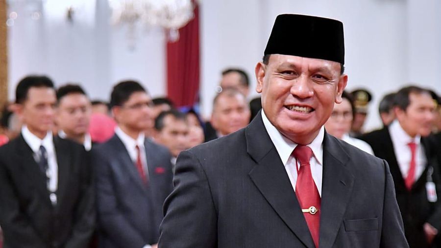 Ketua KPK Firli Baharudin mengikuti acara Pengucapan Sumpah/Janji Pejabat Negara Masa Jabatan Tahun 2019-2023 di Hadapan Presiden Republik Indonesia, Istana Negara, Jakarta, (20/12). (Laily Rachev - Biro Pers Sekretariat Presiden)