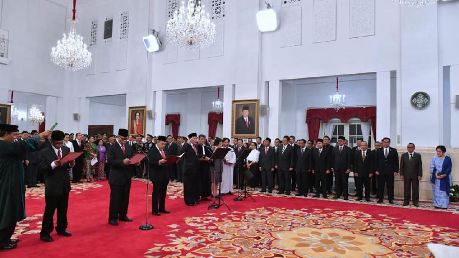 Ketua KPK Firli Bahuri mengikuti acara Pengucapan Sumpah/Janji Pejabat Negara Masa Jabatan Tahun 2019-2023 di hadapan Presiden Republik Indonesia.