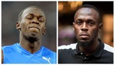 Usain Bolt foto kiri usai mengikuti kejuaraan di Daegu, sementara kanan foto Bolt usai pensiun di 2019. (AFP)