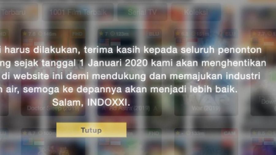 Layanan IndoXXI sudah tidak bisa diakses, film yang ada tidak bisa diputar.