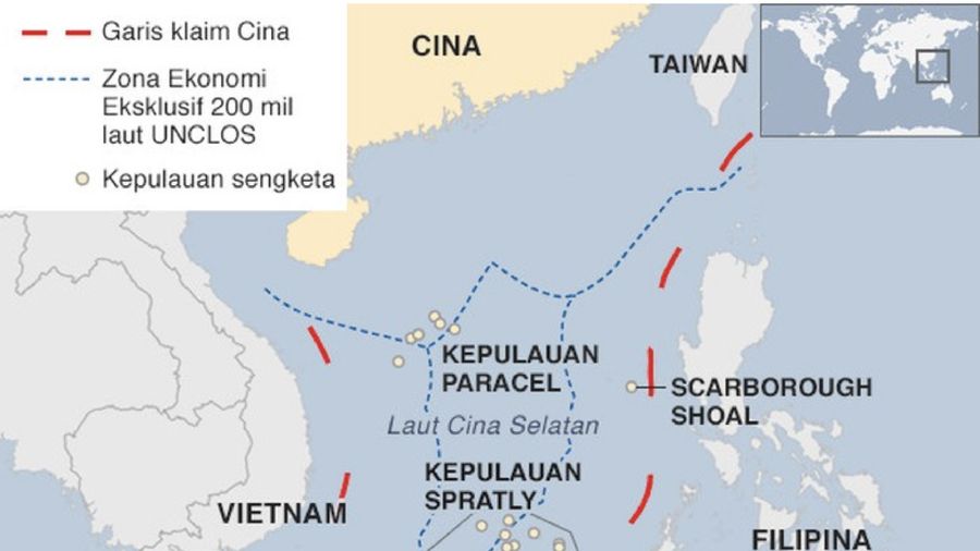 Laut China Selatan. (Foto: BBC/UNCLOS/CIA)