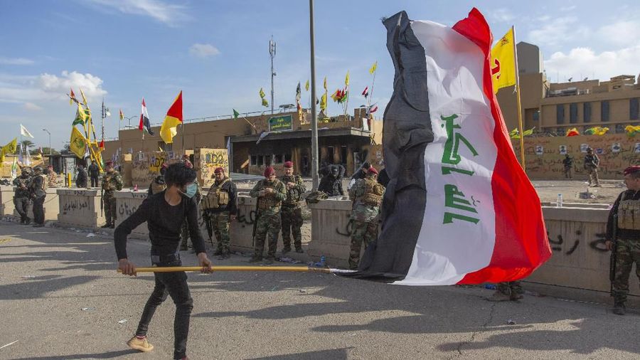 Serangan terhadap Kedutaan Besar AS mengekspos pelebaran kesenjangan AS-Irak terhadap Iran. ( (AP Photo/Nasser Nasser)