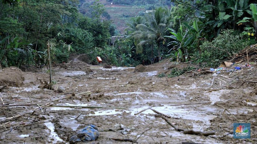 Selain tiga korban, 19 rumah milik warga di Kampung Sinar Harapan juga terkubur material longsor dari Bukit Tajur yang berada tepat di belakang kampung.