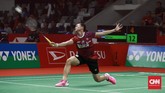 Di gim pertama, Fitriani kalah telak 6-21 dari Han Yue. (CNN Indonesia/Andry Novelino)