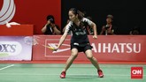 Michelle Li kalah dua gim langsung, 14-21, 15-21. (CNN Indonesia/Andry Novelino)