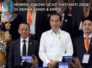 Momen Jokowi Ucap 'Hati-hati 2024' di Depan Sandi & Erick